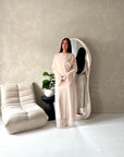 Rose Beige Mesh Lined Summer Tie Back Dress