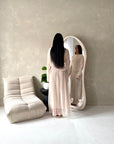 Rose Beige Mesh Lined Summer Tie Back Dress