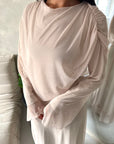 Rose Beige Mesh Lined Summer Tie Back Dress