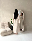 Ina Beige Summer Striped Waist Wrap Shirt Dress