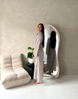 Ina Mocha Summer Striped Waist Wrap Shirt Dress