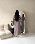Ina Brown Summer Striped Waist Wrap Shirt Dress
