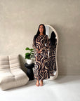 Via Black Mesh Swirl Print Lined Summer Dress
