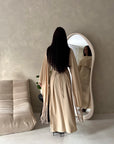 Marli Beige Tassel Edge Plain Cape Modest Dress