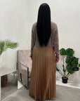 Hima Mocha Pleated Skirt And Knitted Jumper Dress
