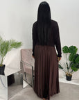 Hima Brown Pleated Skirt And Knitted Jumper Dress
