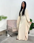 Miah Beige Modest Diamante Hot Fix Kaftan Dress