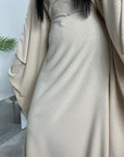 Miah Beige Modest Diamante Hot Fix Kaftan Dress