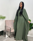 Miah Khaki Modest Diamante Hot Fix Kaftan Dress