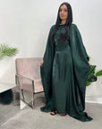 Zayna Emerald Green Shimmer Tie Kaftan Dress