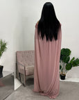 Zel Pink Off Shoulder Mesh Cape Premium Elegant Dress