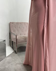 Zel Pink Off Shoulder Mesh Cape Premium Elegant Dress