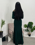 Aafia Emerald Green Elegant Off Shoulder Maxi Dress