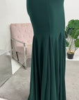 Aafia Emerald Green Elegant Off Shoulder Maxi Dress