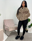Arya Mocha Fur Wide Collar Jacket