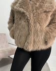 Arya Mocha Fur Wide Collar Jacket
