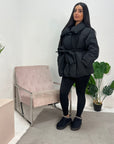 Gina Black Belted Puffer Jacket