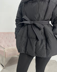 Gina Black Belted Puffer Jacket
