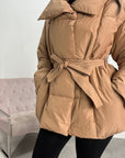 Gina Camel Belted Puffer Jacket