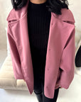 Melia Pink Collar Batwing Pocket Jacket