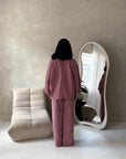 Elika Pink Soft Batwing Top Elasticated Cuff Trouser Co Ord Set