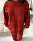 Elika Rust Soft Batwing Top Elasticated Cuff Trouser Co Ord Set