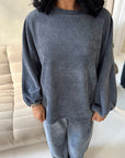 Elika Denim Soft Batwing Top Elasticated Cuff Trouser Co Ord Set