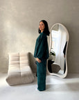 Elika Emerald Green Soft Batwing Top Elasticated Cuff Trouser Co Ord Set