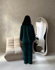 Elika Emerald Green Soft Batwing Top Elasticated Cuff Trouser Co Ord Set