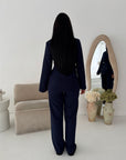 Mara Navy Tailored Gold buckle Blazer Co Ord Set