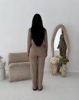 Nadia Camel Soft Wrap Gold Buckle Trouser Co Ord