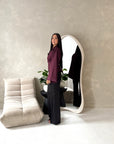 Layl Plum Plain Cinch Waist Collar Top