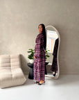 Baya Plum Tartan Print Cinch Waist Shirt Dress