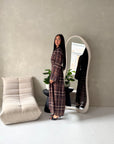 Baya Brown Tartan Print Cinch Waist Shirt Dress