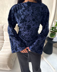 Nala Navy Floral Velvet Detail Tie Back Top