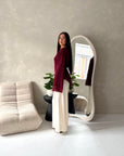 Aura Wine Lace Detail Lined Tie Back Top