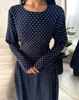 Rosh Navy With White Polka Dot A line Summer Dress