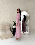 Marnia Pink A Line Tie Back Side Gather Dress