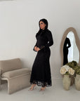 Aria Black Lace Turtle Neck Lined Dress