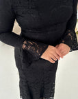 Aria Black Lace Turtle Neck Lined Dress