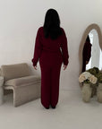 Harper Wine Plain Knitted Wrap Trouser Co Ord