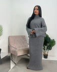 Ivy Grey Knitted Skirt Two Piece Set