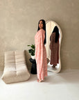 Yasna Pink Floral Side Drape Tie Back Dress
