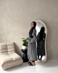 Danya Dark Grey High Neck Belted Double Breasted Coat