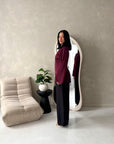 Shay Wine Tassel Hem Tie Back Satin Top