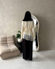 Shay Cream Tassel Hem Tie Back Satin Top