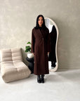 Aven Brown Belted Pocket Plain Trench Coat