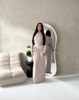 Yati Mocha Elegant Cape Waist Ruched Maxi Dress