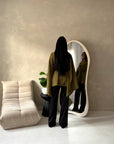 Amara Olive Belted Thick Open Cardigan-House Of Haniya