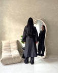 Rosh Black Belted Balloon Sleeve Plain Jacket